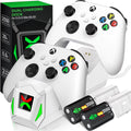 with 2x2550mAh Station Packs Xbox Rechargeable Xbox Controller Battery Charging Dock Charger,Xbox One/Series for Accessories-White Controller X|S