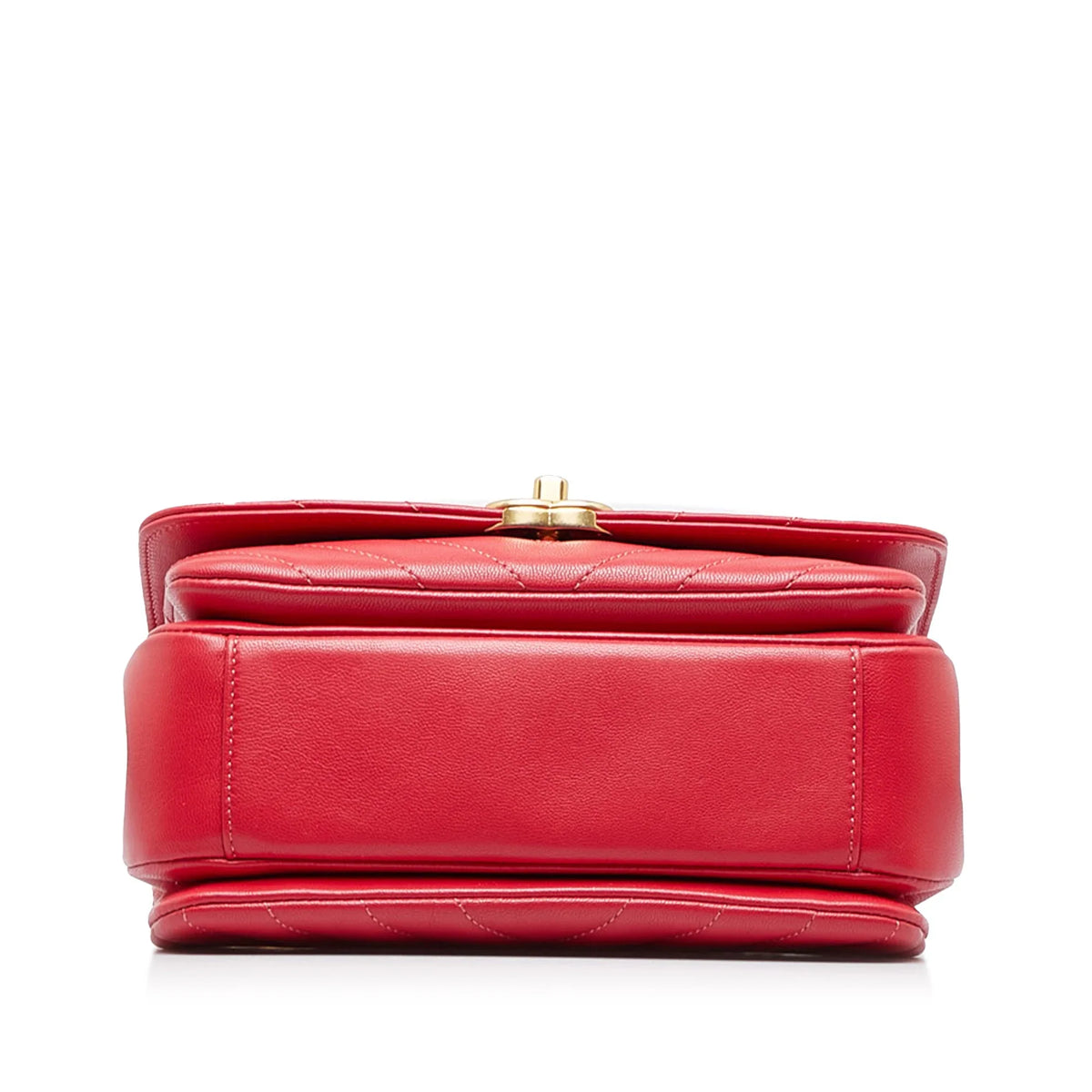 Unisex Authenticated Satchel Leather (Good) Red Pre-Owned Chanel Lambskin Chevron Flap