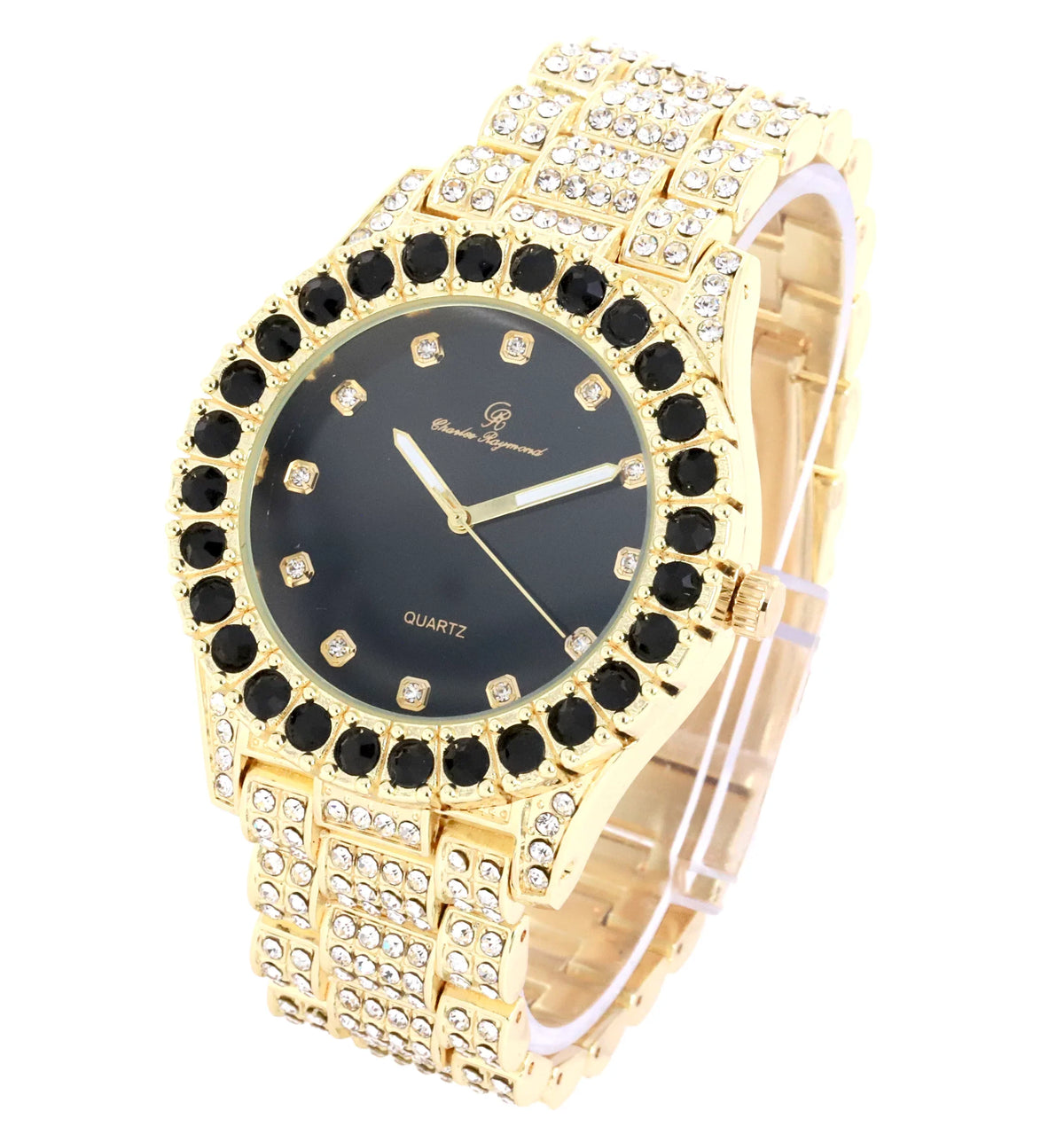 Charles Zig with Black on Matching and Blast! Gold Necklace Sets(ST10327DX Trim Necklace Rolly on Hip Raymond Sets Band with Out Bling'ed - Bling'ed Ice - Out Hop Looks Watch Zag Ice