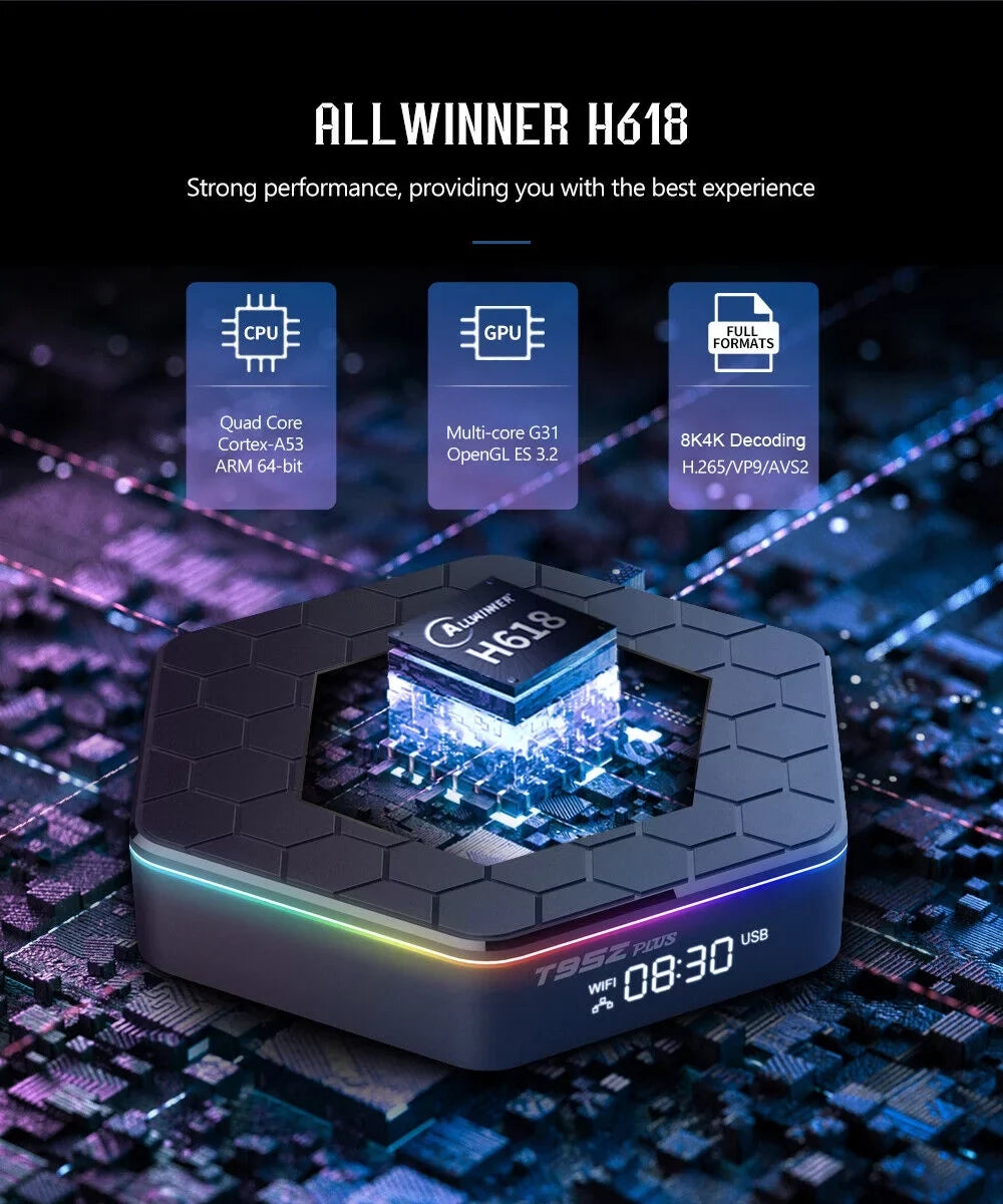 64GB Video Stream Smart Quad Box KingFurt Memory 6K 12.0 Core Android Plus Player 8K T95Z 2023