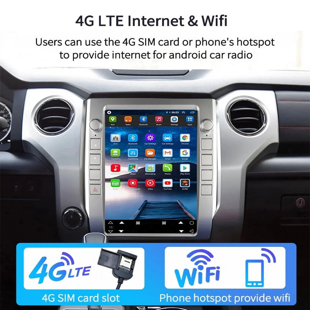 Multimedia Android Car Carplay Tundra Head Unit Auto 2014-2020 Radio , Player For 12.1 Stereo Car 4GB+64GB Toyota Inch , Built-in Android