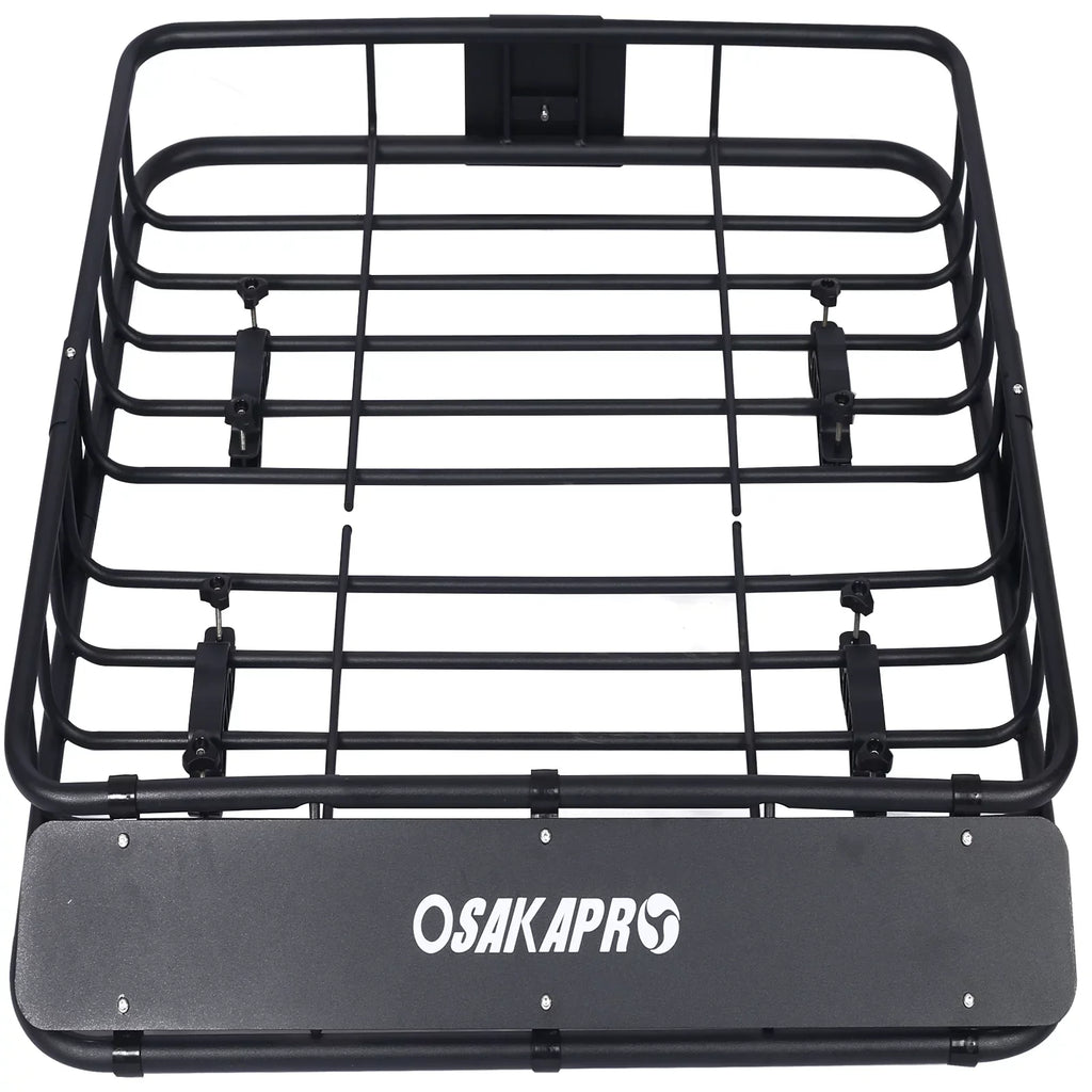 Black Steel Roof Mount Steel Carrier Rooftop Top Cargo 43" Basket Universal Fit Climaticproof Heavy-Duty Rack -