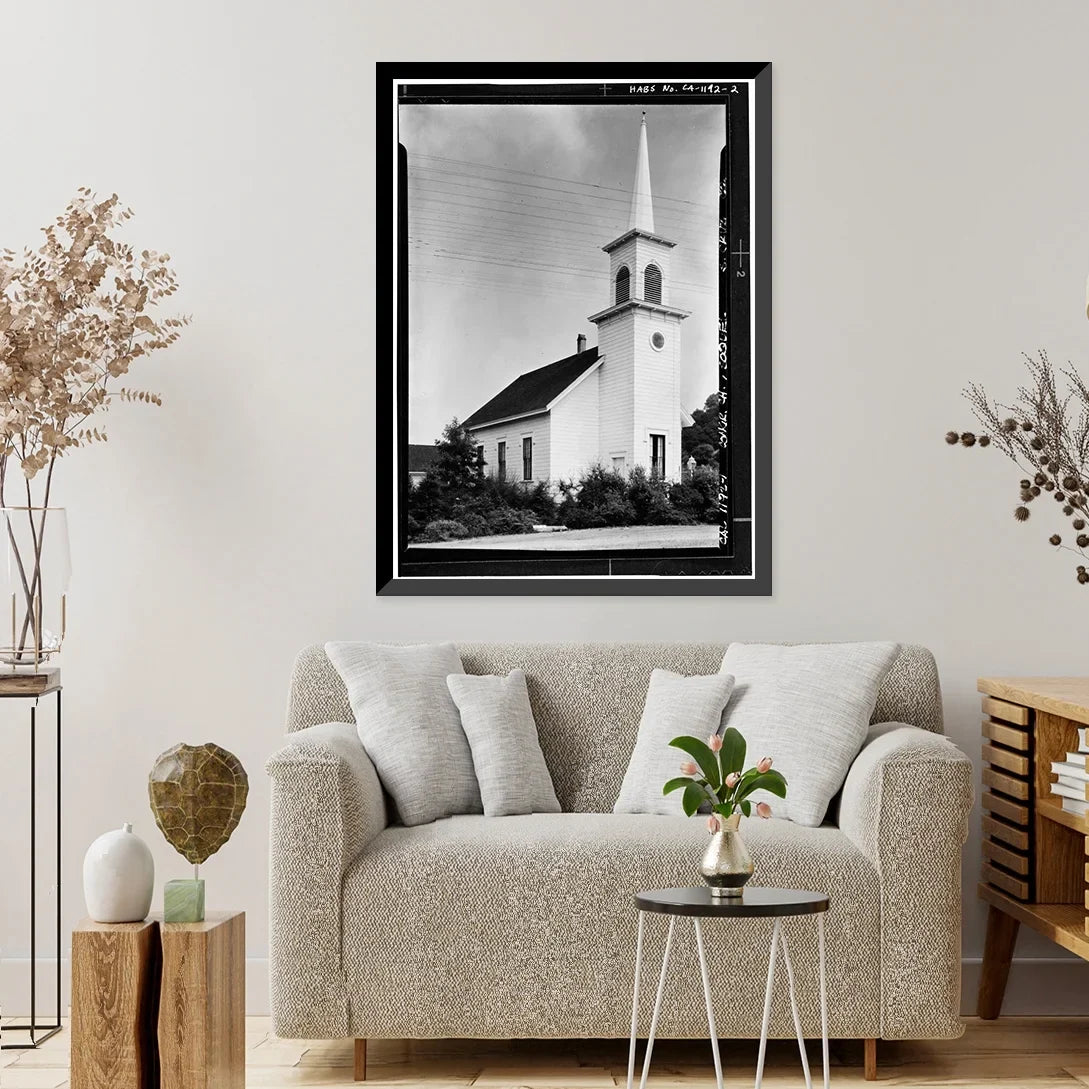 Framed County, x Church, Santa 17-7/8" 2, Cruz 21-7/8" - Soquel, Congregational Historic Print,