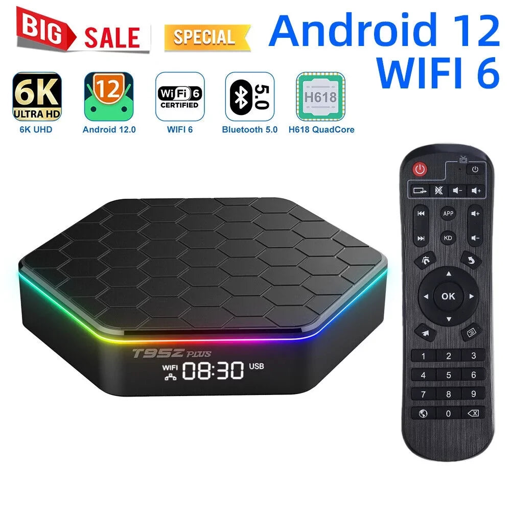 64GB Video Stream Smart Quad Box KingFurt Memory 6K 12.0 Core Android Plus Player 8K T95Z 2023