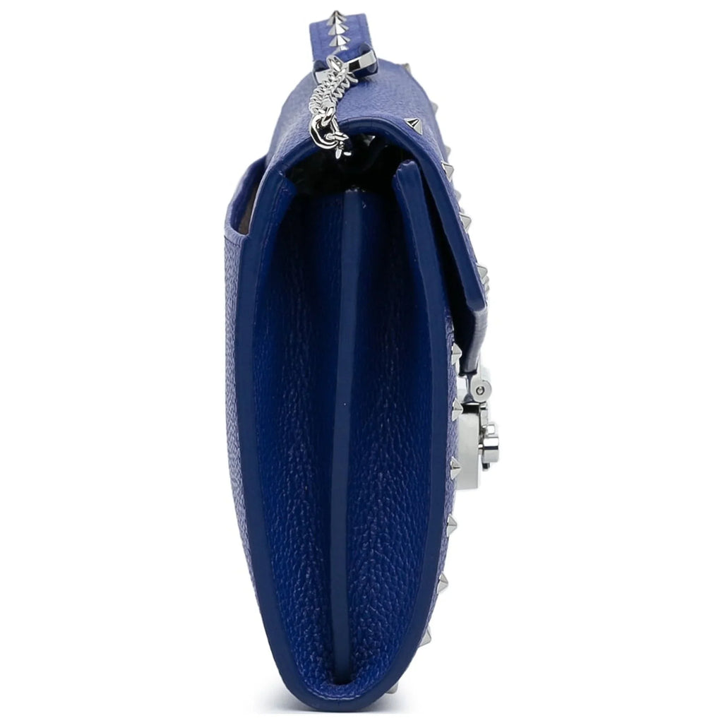 Pre-Owned Unisex Leather (Good) Wallet Crossbody Calf on Chain Studded Patricia Authenticated Blue Bag