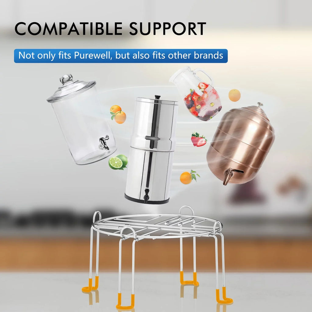 x Gravity Fed Detachable Countertop 6 Dispenser Stainless Stand Stand 9.5 Replacement Bucket Steel Filter Inch for Anself Filter