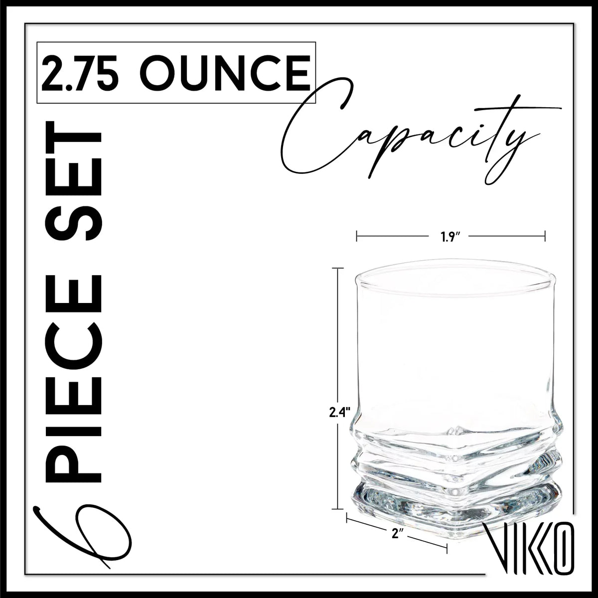 Vikko and Ounce (Chile) Small Espresso and Liquor 6 Tequila Bar Set Shots, Glasses, Glass Alcohol of Durable Spirit 6 Piece Shot Shooter For Mini Set Glasses Glasses, 1.9