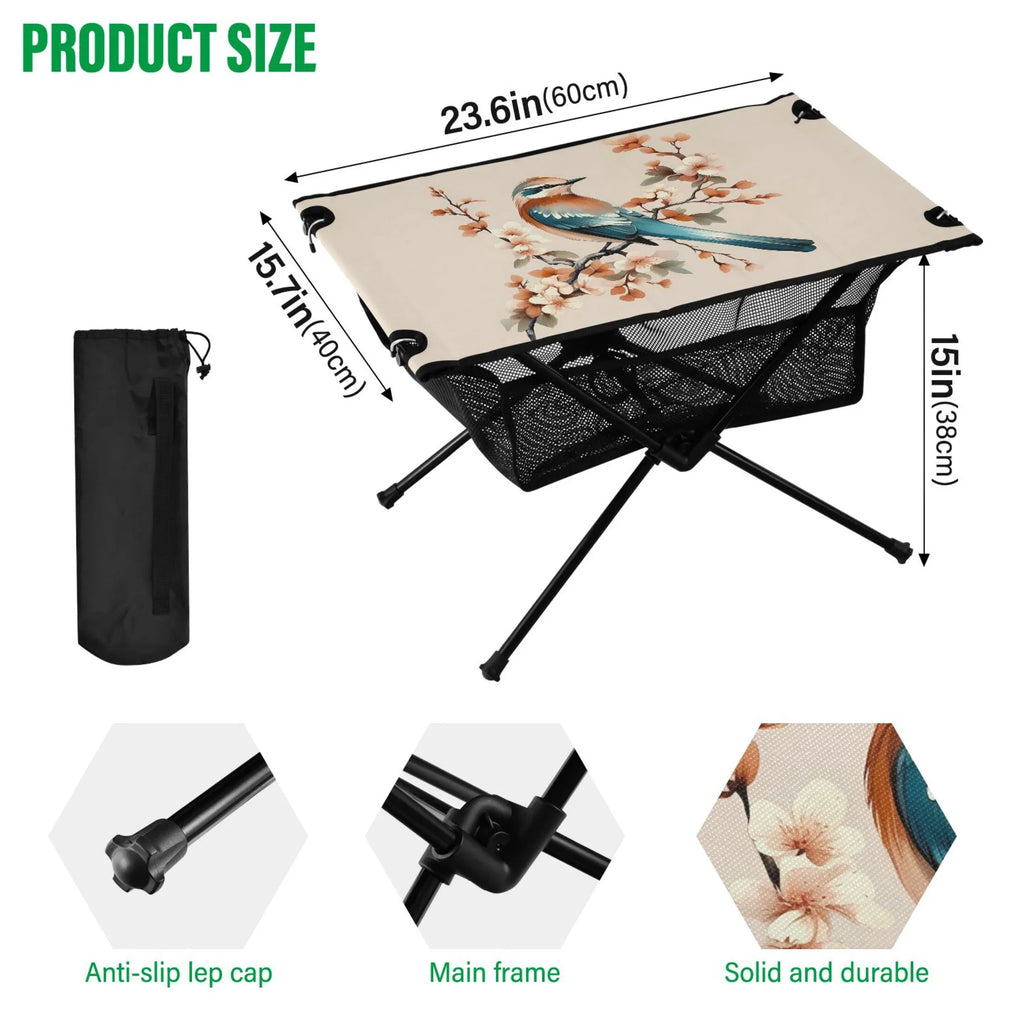 Folding Branches for Picnic Bag Compact Table with Table Fishing Outdoor Camping on Beach Storage Table Travel Birds Flower Portable
