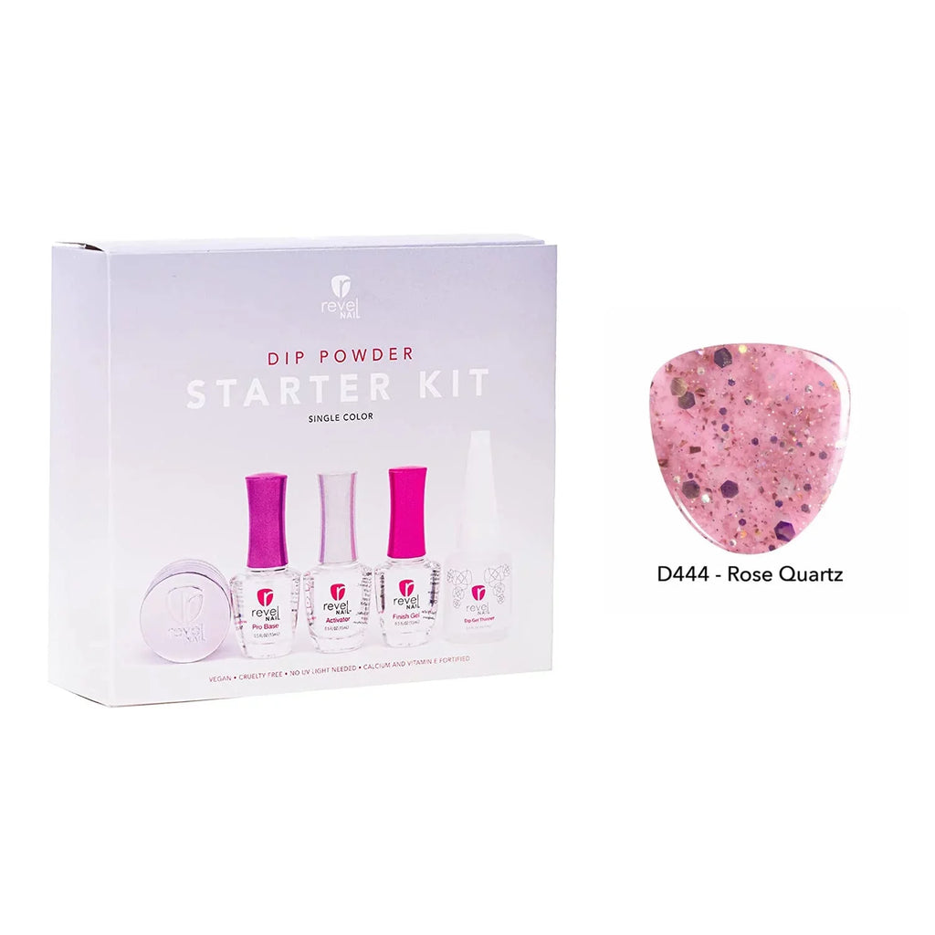 Powder oz Kit Liquids Starter Nail D444 Rose Revel with Quartz Dip Powder 0.5
