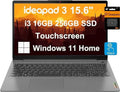 Battery School Bezel, Life, Intel Laptop Touchscreen, 3i Home Webcam, , Grey Long Lenovo 11 3 i3-1115G4, Win NumPad, IdeaPad 16GB (15.6" - , Narrow ) & Core 12-Hr 256GB Home,
