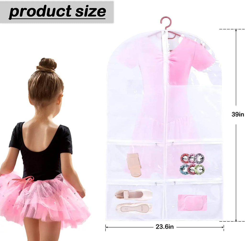 3 Ballet Garment Costumes, Competitions Bags Multiple Dress, Girls Pack Hanging Dance Dance Organize Kids Clear Garment for with Bags Recitals, Storage Dance Pockets, Costume Dance Bag