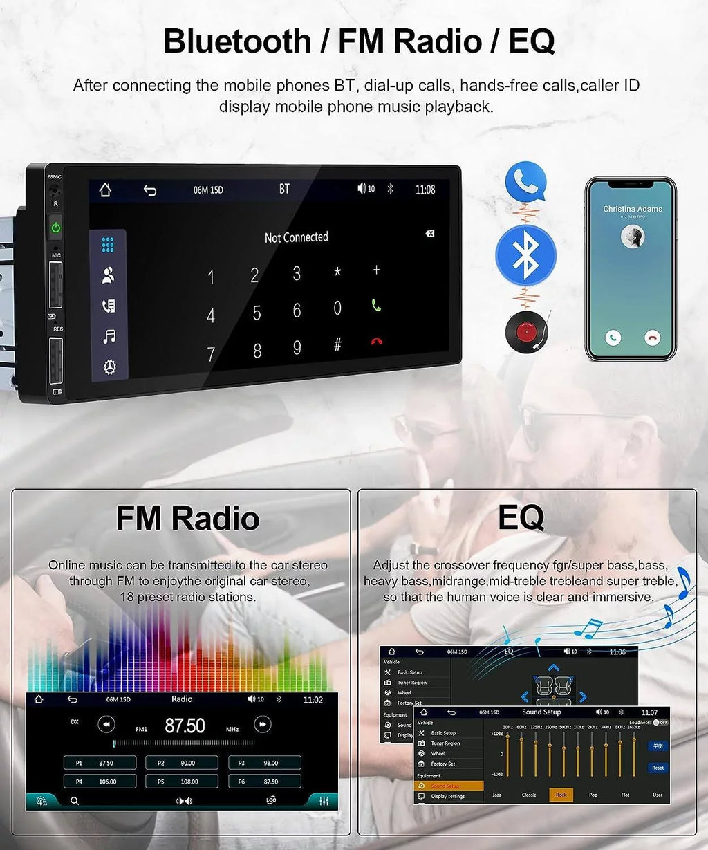 Touchscreen Audio 1 Android Podofo Wireless Player Stereo Bluetooth Link Mic&Backup MP5 Single 6.86'' Mirror Receiver Carplay Multimedia Auto ,with Camera Radio Car Car Din