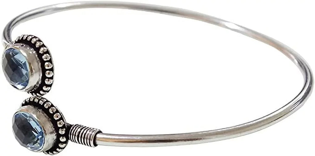Topaz Bracelet Bracelet, Fashion for Adjustable Cuff Blue Jewelry, Plated Modern November Handmade Silver Women, Party Birthstone Ethnic Design Gemstone Designer