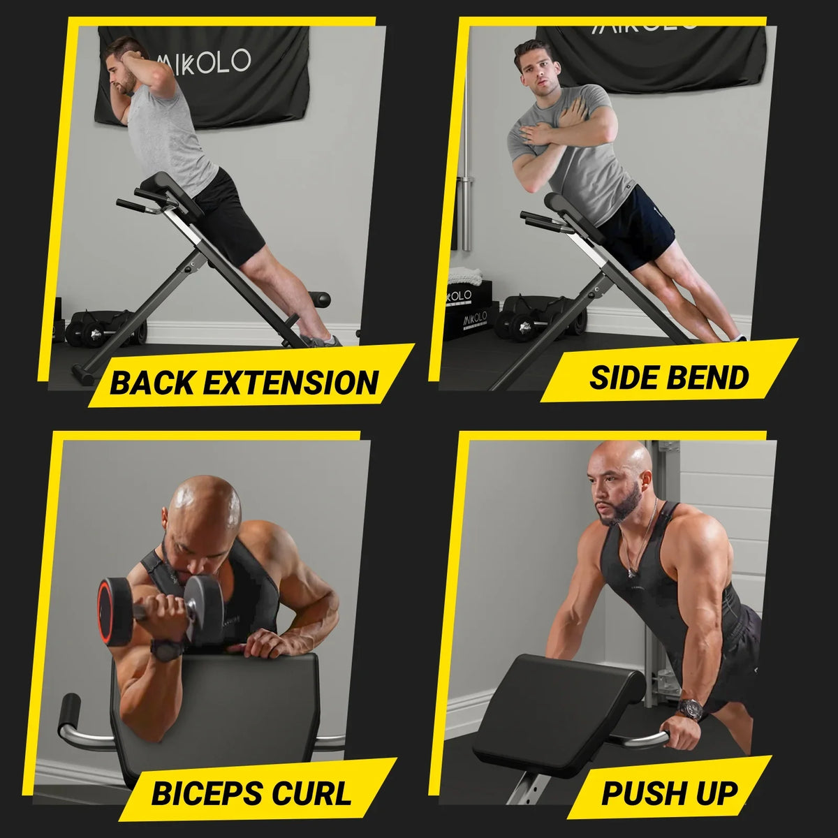 Exercise Adjustable Foldable Chair, Training. Roman Mikolo with Heights 9 Hyperextension Bench Capacity, for Strength 300LBS