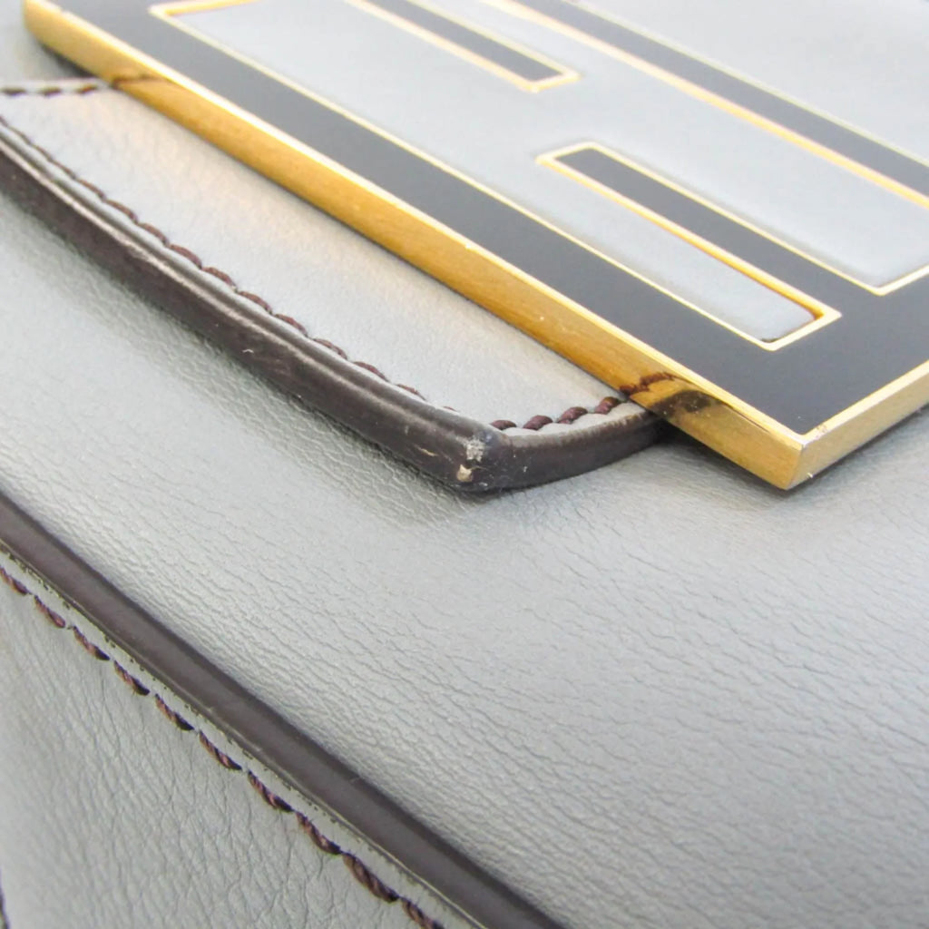 Gray (Good) Women's Leather Big Fendi Bag Mamma 8BR638 Pre-Owned Bucket Shoulder