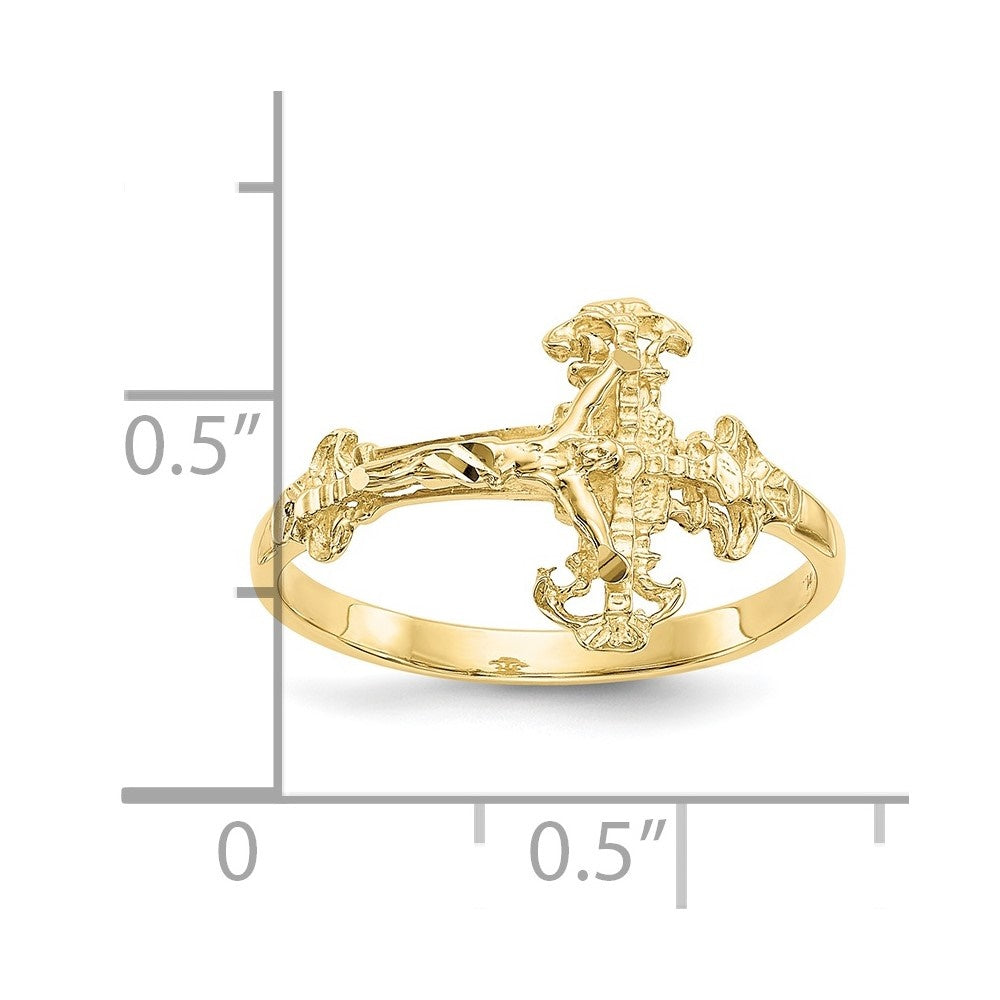 Cross 10K Diamond-cut Gold Fine for Yellow Size- Jewelry Crucifix Women Ring Auriga 6