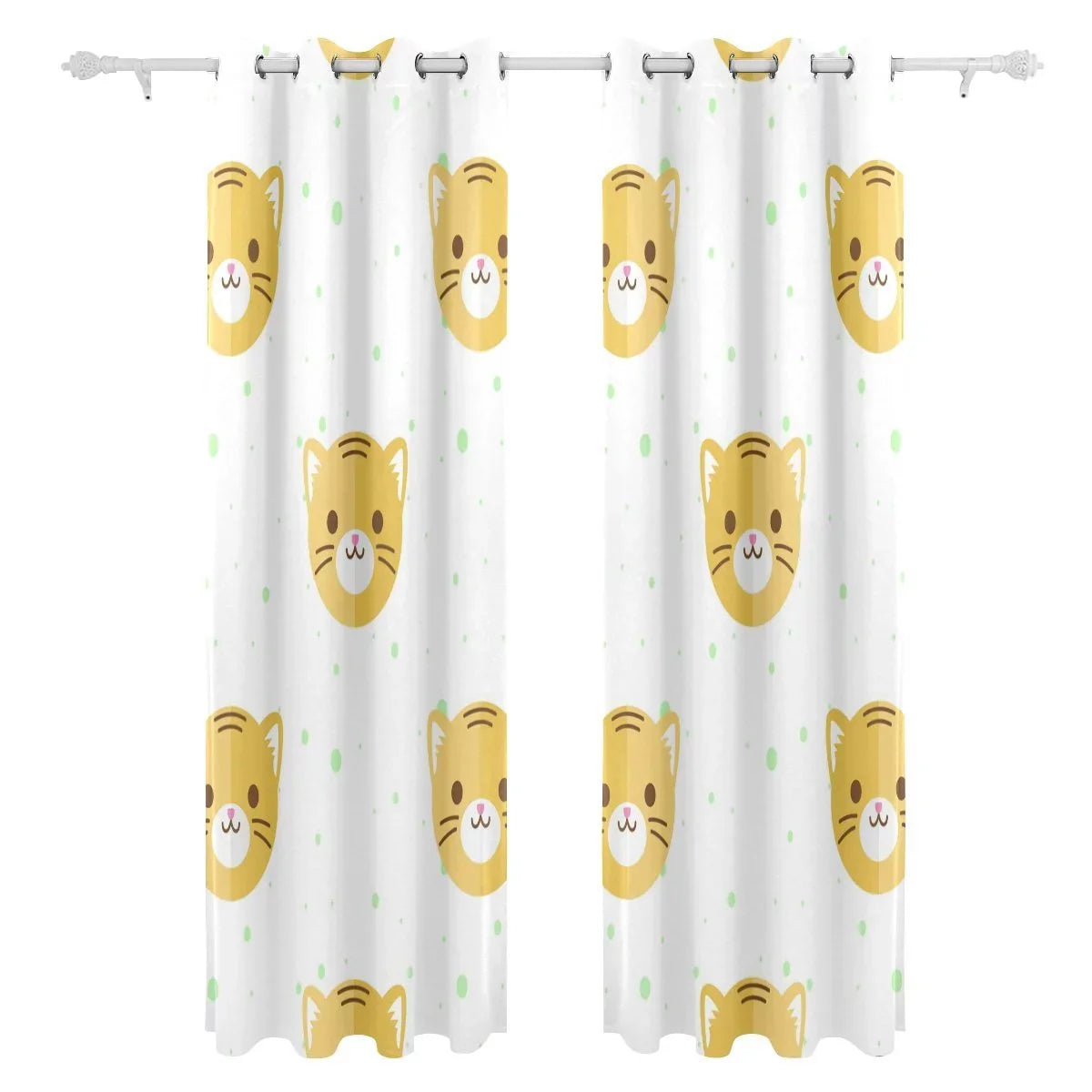 Inches) Curtain Heads Curtains Room,2 Cartoon Flat Tiger Bedroom POPCreation Window Panel Blind Blackout (52Wx84L Curtain Thermal Pattern Living Darkening for