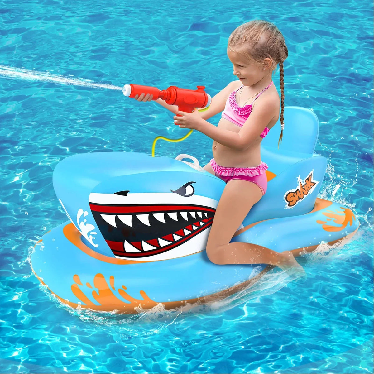 Ride-on Boys Pool Toys Pool Kid Kids,Shark Floats Age 3-12 Pool Moisturepistol Girls for with for Game