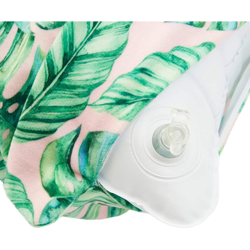 Blue Pillow for Travel Vacations, Leaves Tropical Beach Pools Panda Inflatable