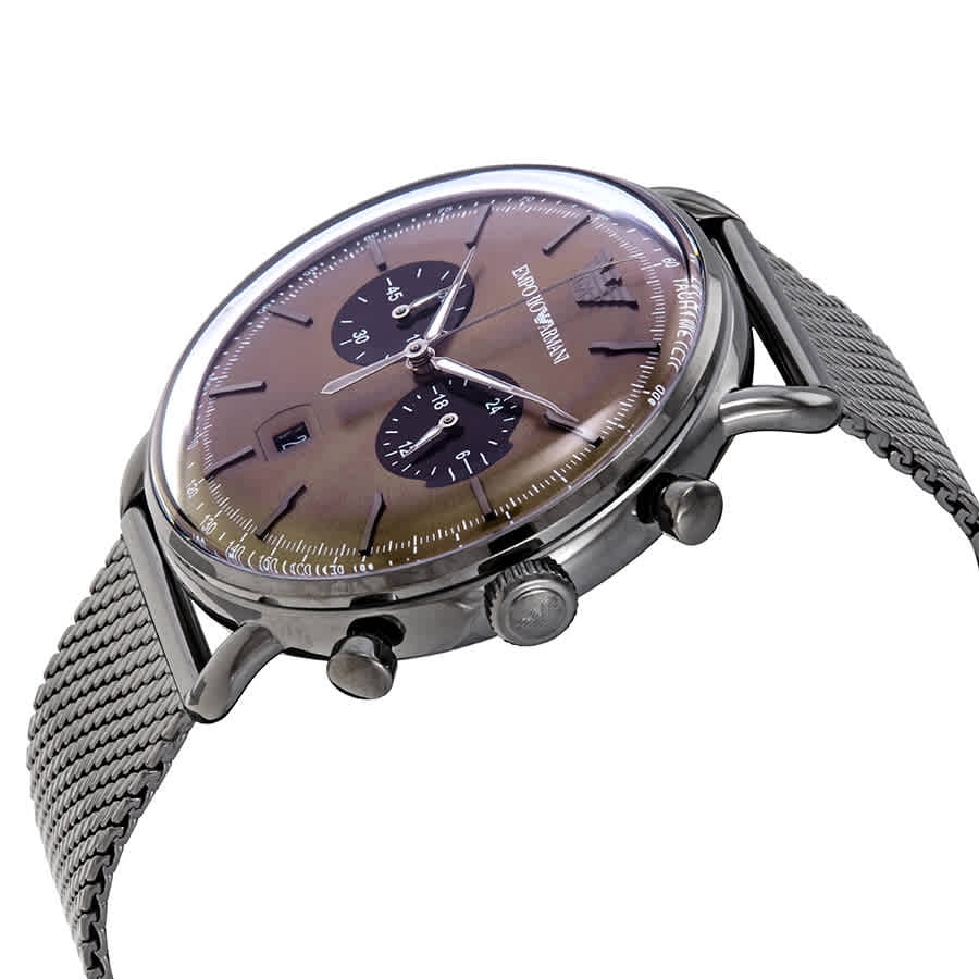 Men's Chronograph Dial Brown Armani AR11141 Watch Aviator Emporio