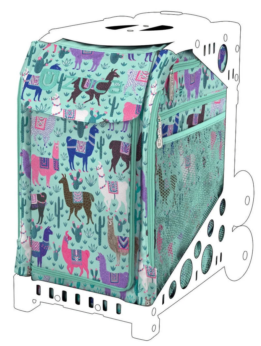 Pouches 18" (Turquoise and Mini Zuca Frame) 2 - Large 1 Llama Utility Rama Bag Sport with
