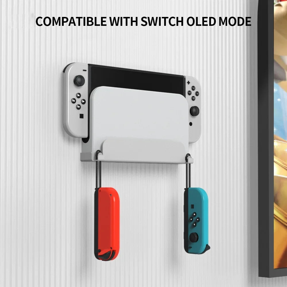 Shelf Metal Nintendo Near Wall Wall Mount Joy -White Switch , Con Behind with Switch for and Store Switch or Safely Mount Stand Console Kit Accessories Hanger,
