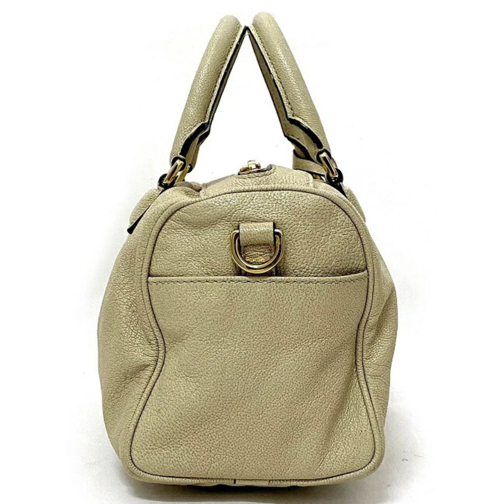 Handbag Boston Champagne Anagram Women's Pre-Owned Loewe Leather Gold (Good) Lame 2way