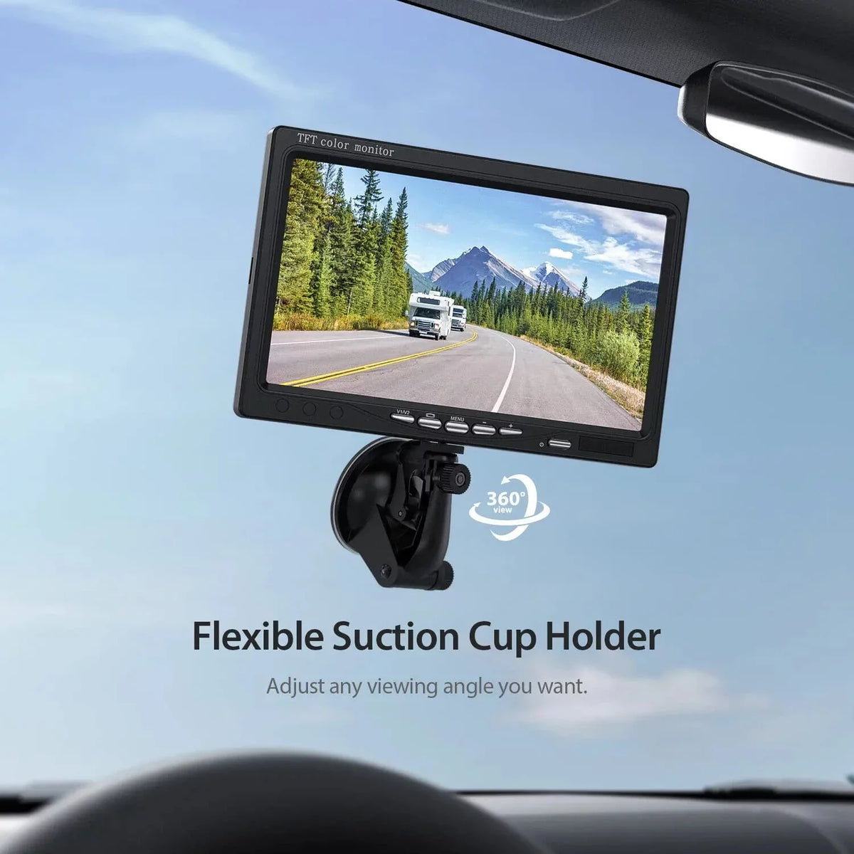 up eRapta View Camera IP69 Monitor Backup Moistureproof Back Lines 7'' & 1080P Night for Truck AY7 Rear Front Camera Grid or Vision Car