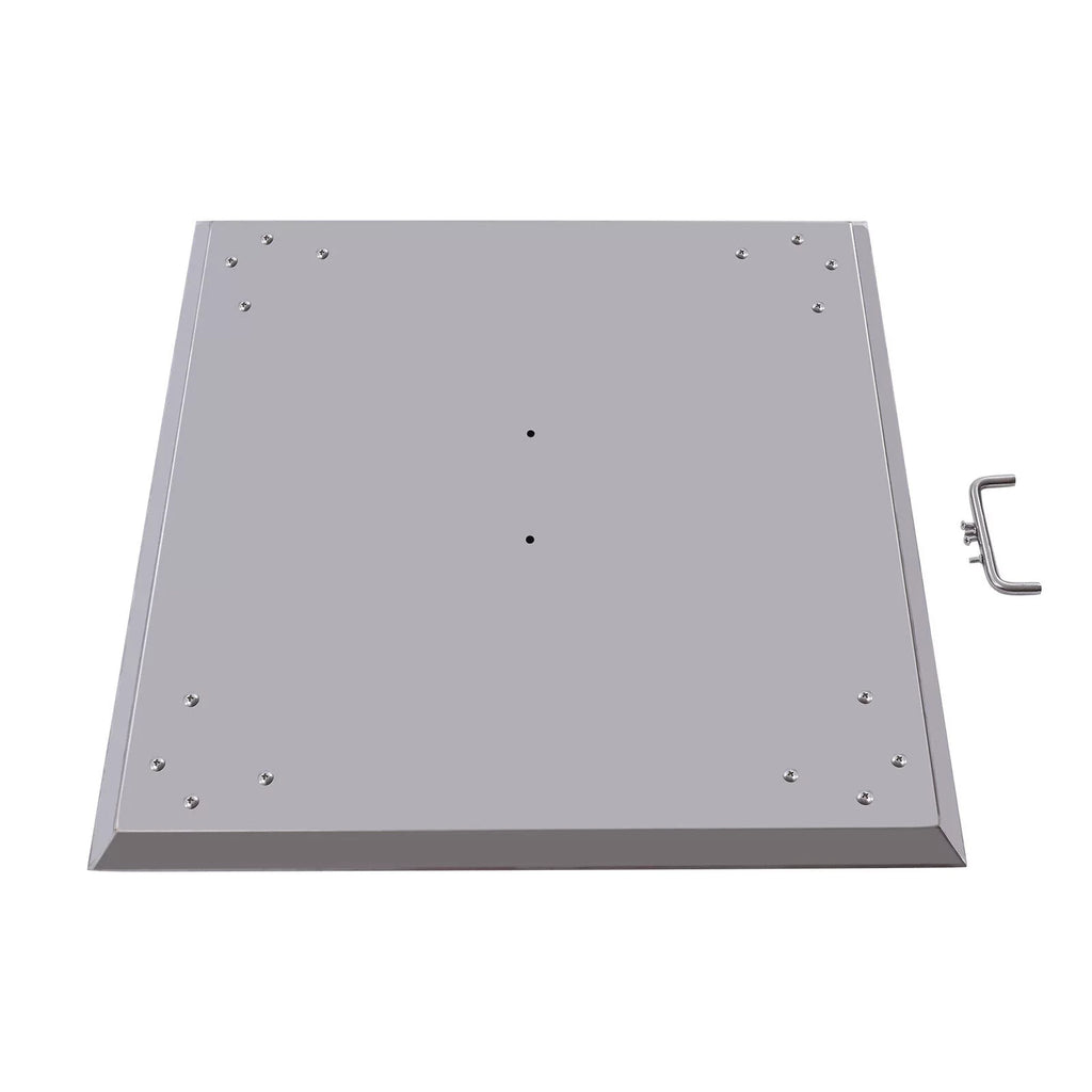 Foldable Miumaeov 24*24in Shield with Deflector Fire Down Pit Heat and to Pit Burner Push Legs Out Steel Heat Fire Stainless Square