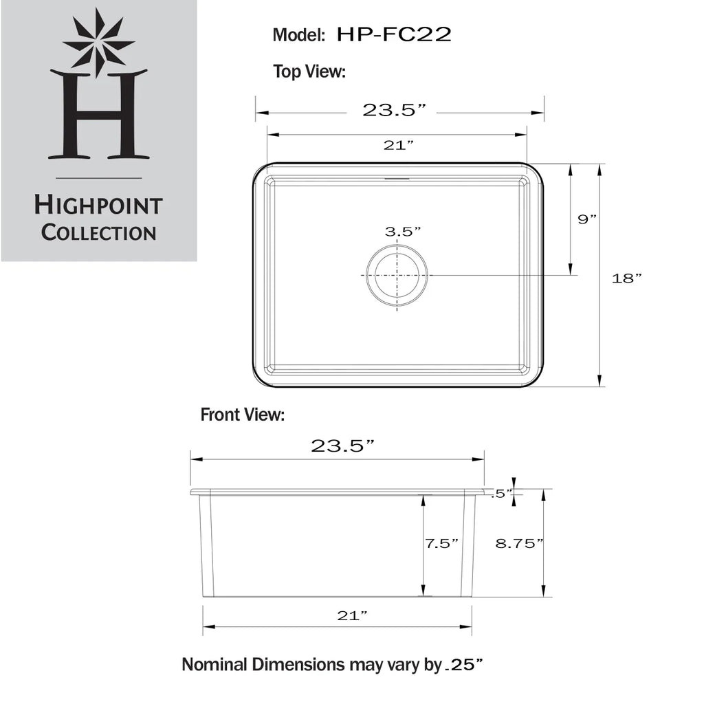 Dualmount Collection Highpoint Kitchen Fireclay Sink