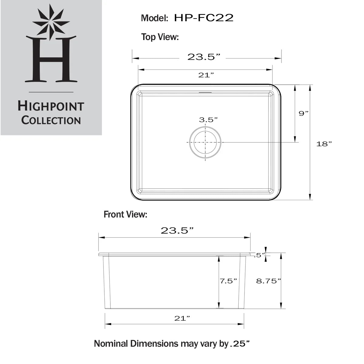 Dualmount Collection Highpoint Kitchen Fireclay Sink