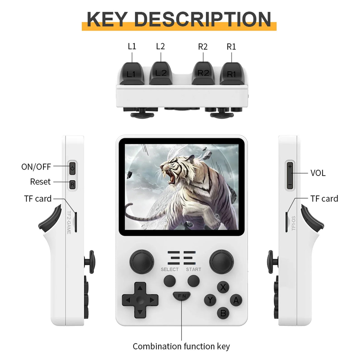 Handheld Save Source Console Console Open Game (White) Screen 20000 Console Pre-Installed Portable Open 20 Screen Inches 000 console,3.5 Handheld Pre-Installed 20000