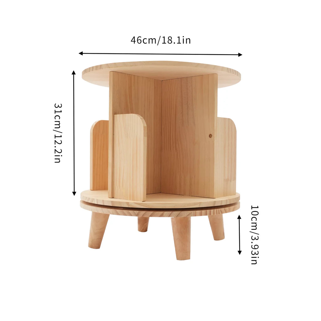 Bookshelf Bedside Standing Wooden Organizer Table Rack Stand Bookcase Floor Storage Rotating Night
