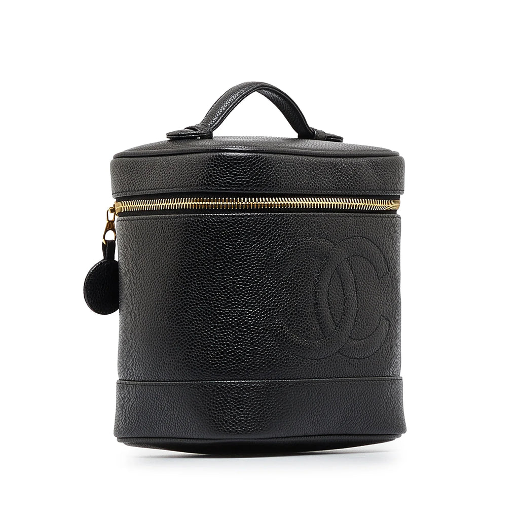 Bag Pre-Owned Caviar Unisex Vanity Leather (Good) Black Chanel Authenticated