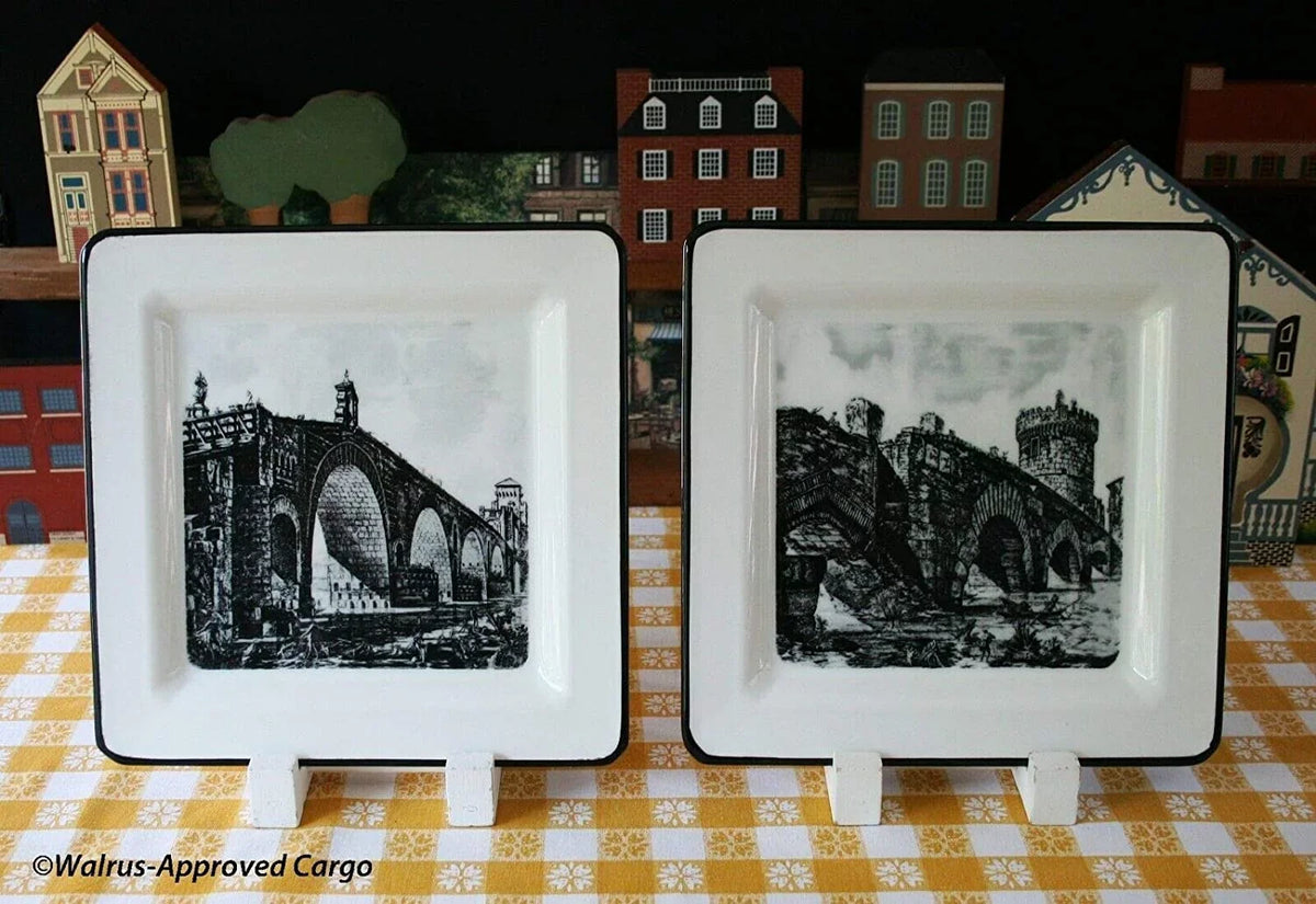 Plates Italian Brunelli Bridge World Touch Old Cocktail 8" Charming Ceramic New by Square Salad 2