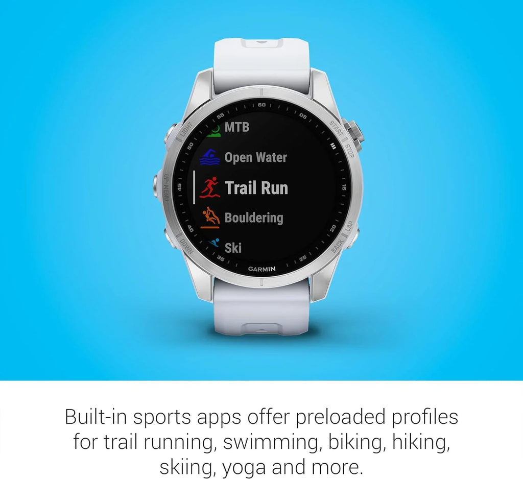Smartwatch, Smaller Fenix 7S, (Refurbished) Silver Adventure Whitestone with Garmin Sized