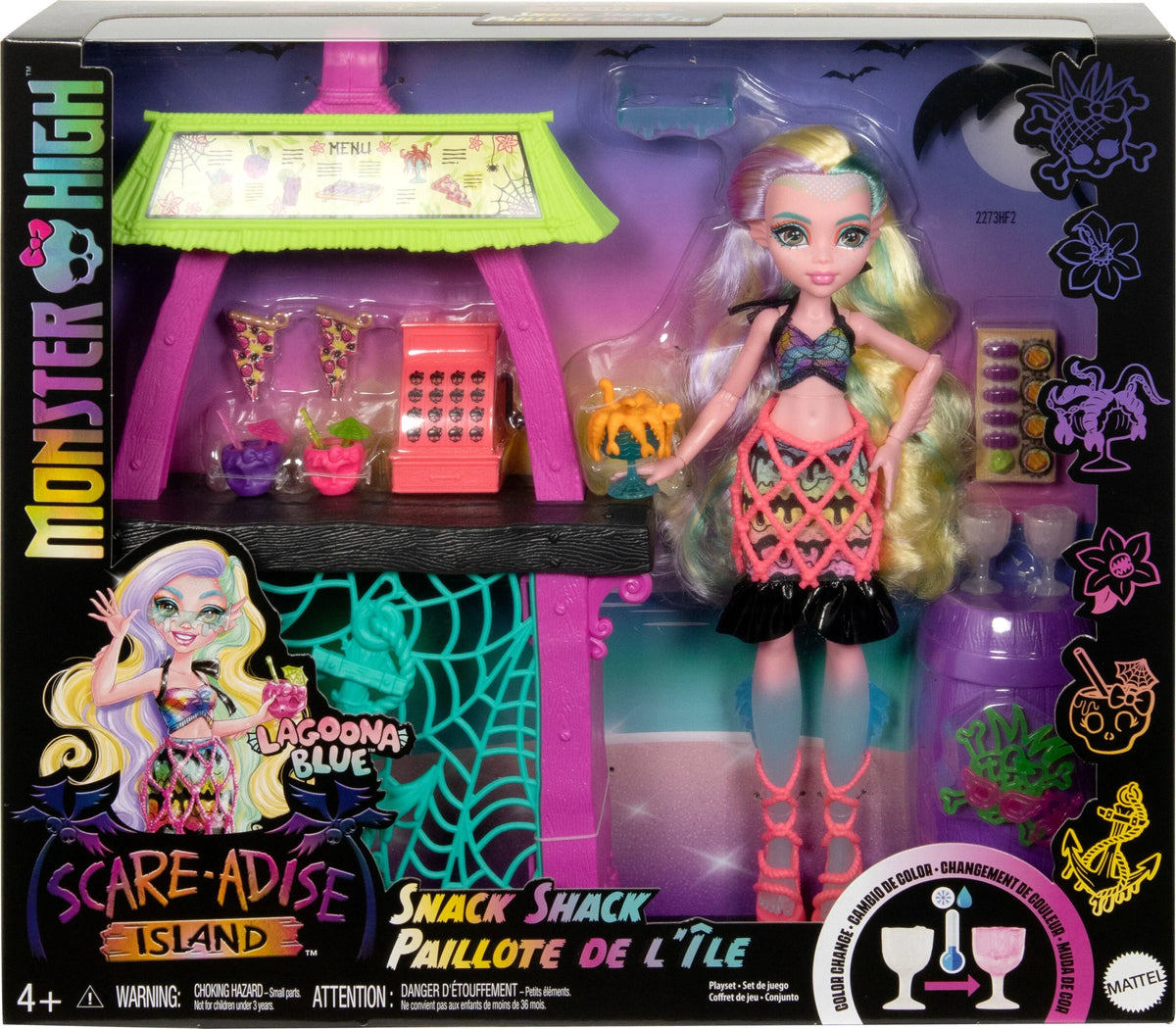 Playset, Doll Fashion Blue Monster Lagoona Accessories Island Snack Shack Food and High with Scare-adise