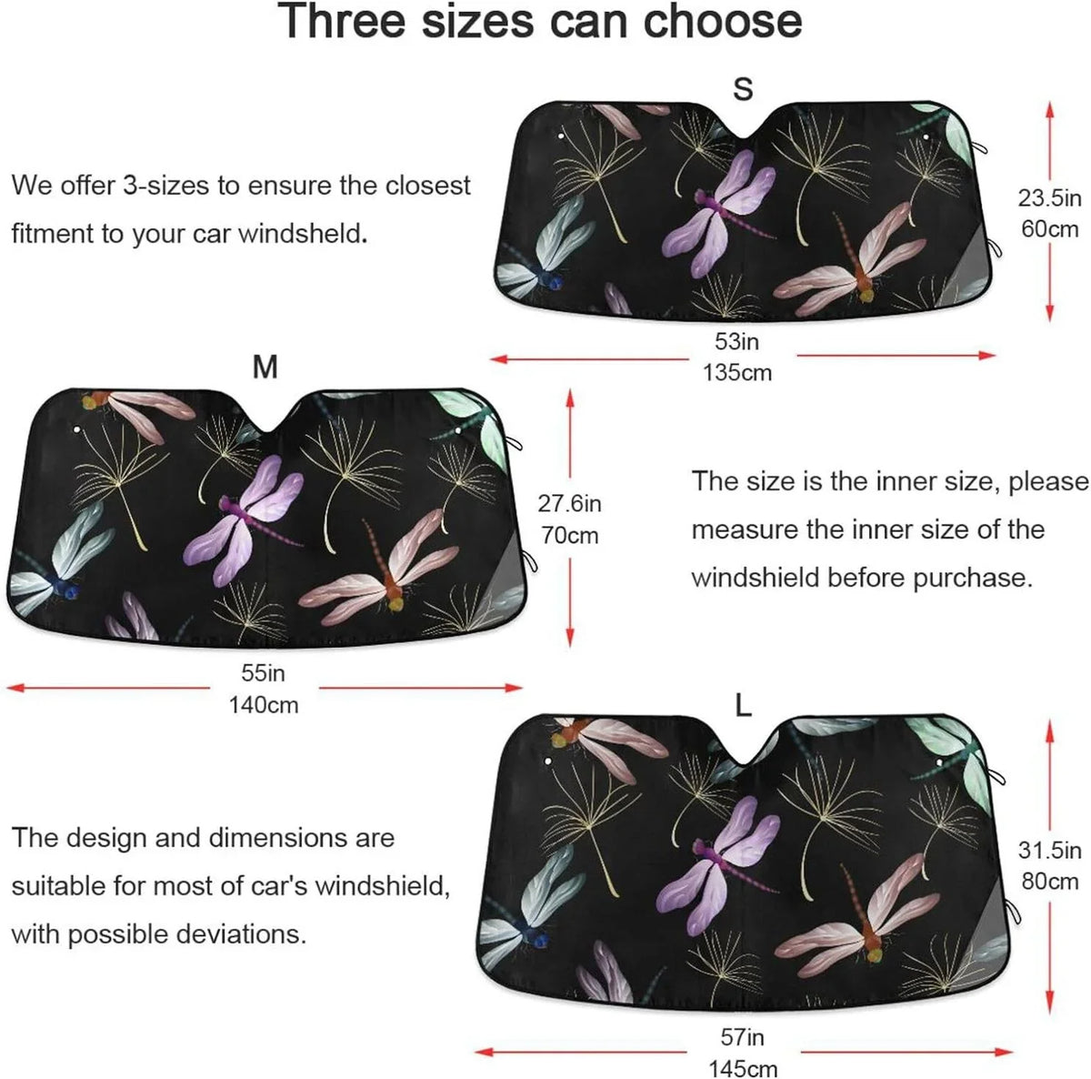 55x27.6in Rays Windshield Sunshade for Truck Shield Car Hyjoy Foldable Sedans Blocks Protector-Keeps Sun for Your Cool Dragonfly Vehicle Most Shade