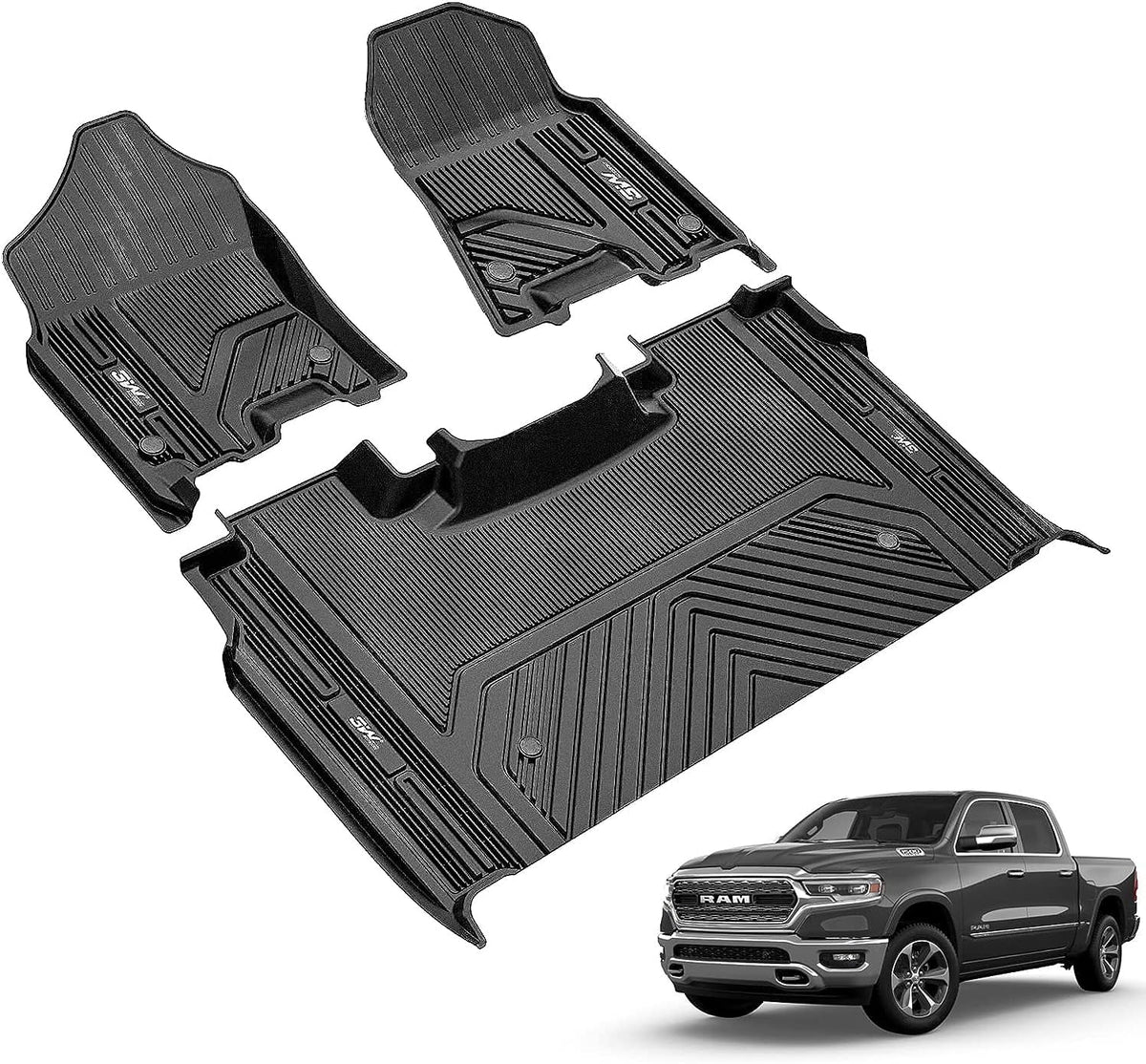 Dodge Cab Seat, Full Fit Climatic Liner Set Mats Mats Car Floor 2019-2023 Factory Rear for All Floor Ram Storage 3W Bucket Car 1500 Liners Crew Under-Seat with