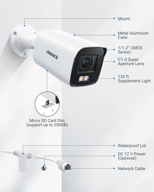 4K Detection Night with Light True Supplement Human Color Security Poe Vehicle Camera Vision Ultra Full