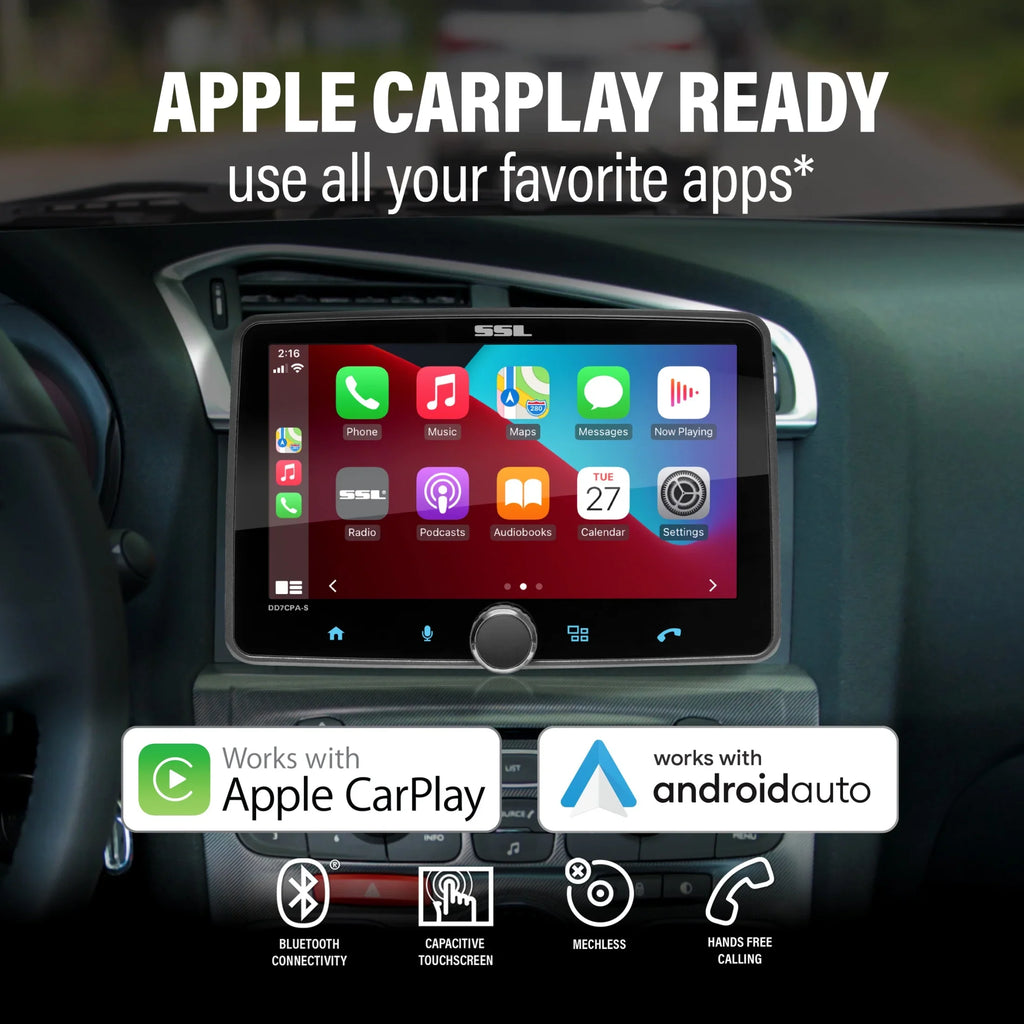 Auto, Sound Inch Car – Stereo Android Apple Storm Laboratories Din, Bluetooth, DD7CPA- Single 7 Backup Receiver, Camera / Radio No Audio CarPlay, Player, Touchscreen,