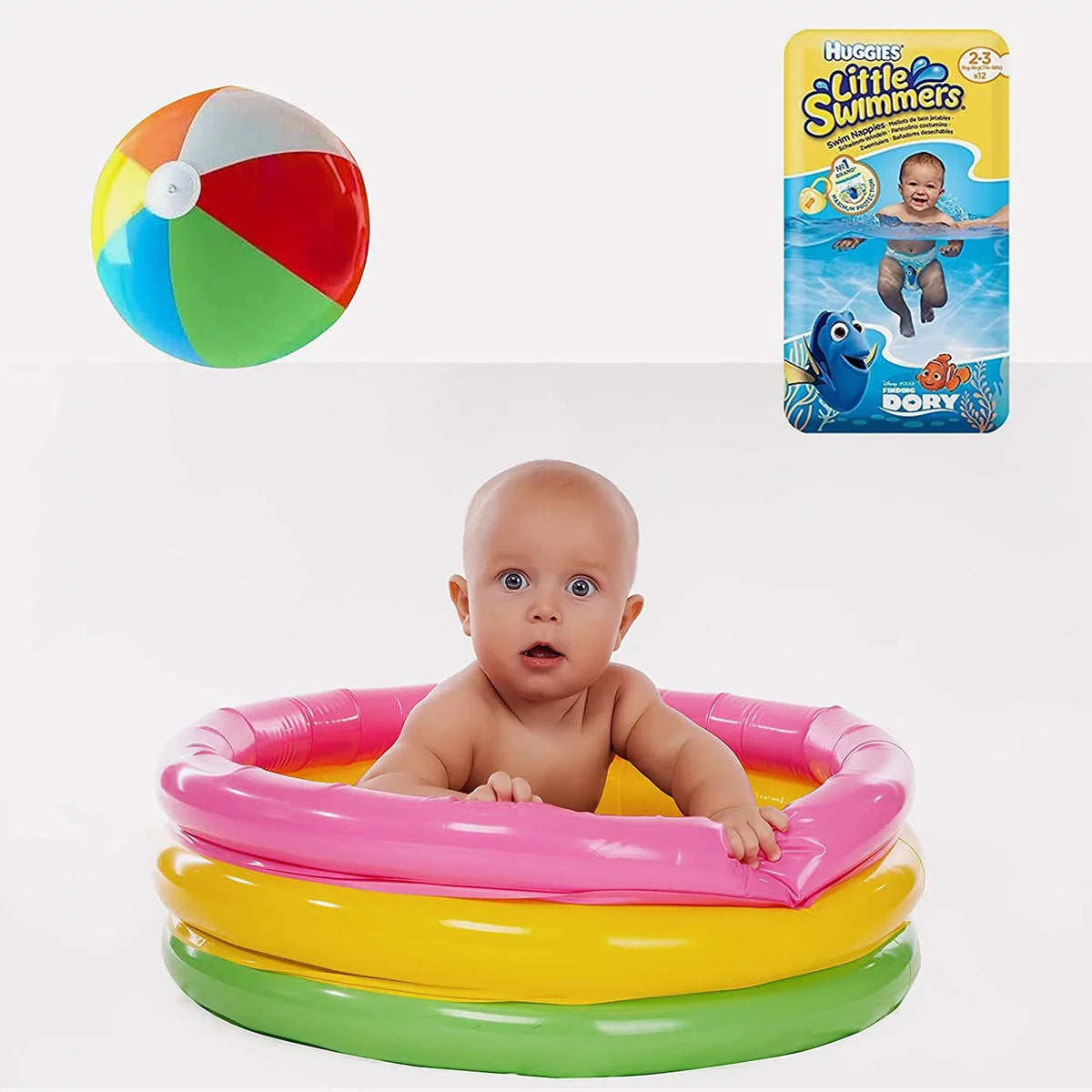 Diapers, inch X-Small Bonus 5 7lb-18lb., - Ball Swim Inflatable Disposable 12-Count Swimmers Little Pool
