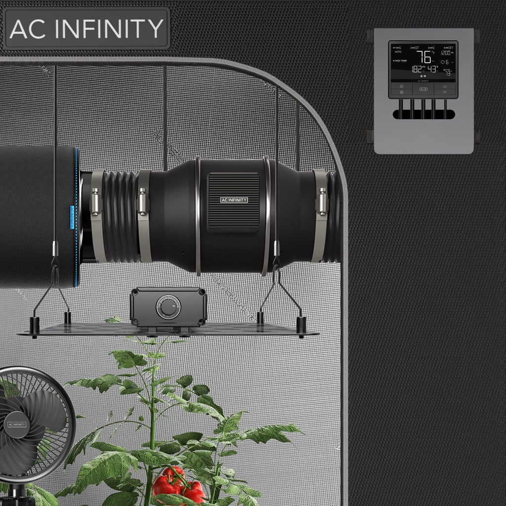 Heating Infinity Controller, Humidity Hydroponics Tents, T10, Control Duct Grow Quiet Inline Cooling, Integrated for 10” WiFi Fan Ventilation Exhaust with - Temperature App Fan