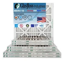Glasfloss 15.5x7/8 Size: Made 9.5 inch) 10 - x - Air in - -Qty:6 (Actual Filter Furnace 10x16x1