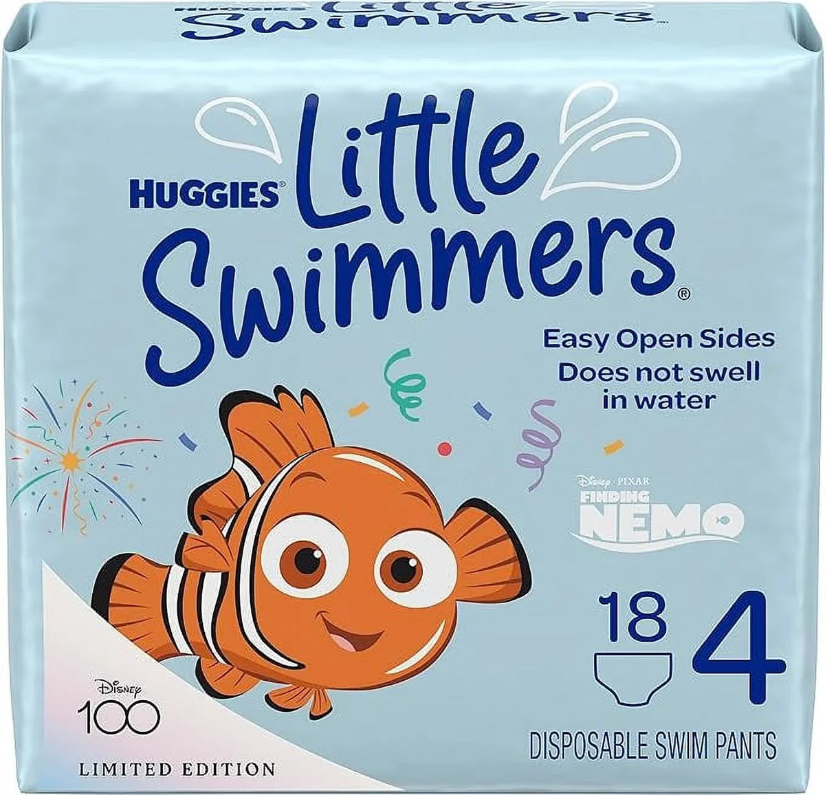 18 (24-34 Ct Disposable Swimming lbs), 4 Little Size Diapers, Huggies Swimmers