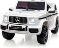 Safety Lock G63 , Kids Ride Control, Powered Music, on Bluetooth, Light, 12V Spring Benz Battery Licensed Electric Vehicle, Horn, White Electric Mercedes Suspension, w/Remote Car Car,