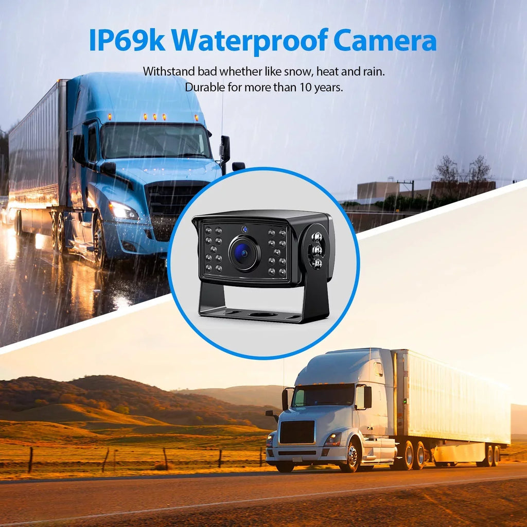 Button Camera View Night Systems, Camera Monitor, 1080P Rear Moistureproof IP69 Split for Clear Reverse Touch Kit Backup 7'' Vision /Trailer/Semi-Truck/Camper-BY702A Wired