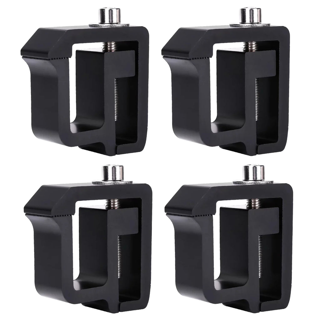 Rack & Camper Shell Set Non-Drilling Aluminum P-( C-Clamps - 4 Truck -Racks for Black Installation of