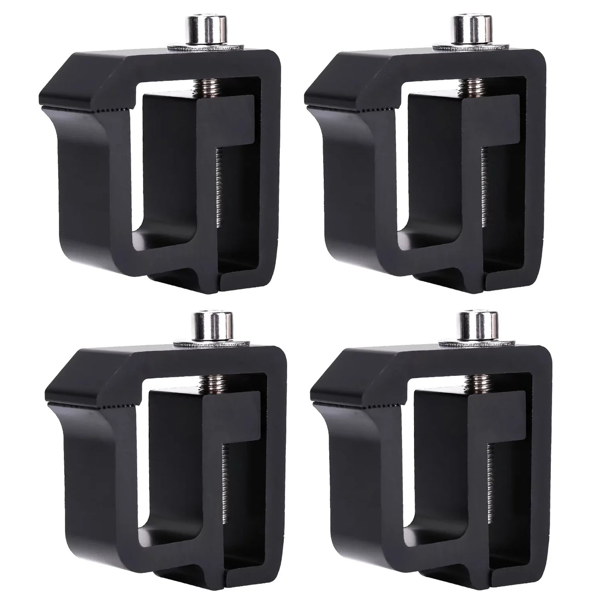 Rack & Camper Shell Set Non-Drilling Aluminum P-( C-Clamps - 4 Truck -Racks for Black Installation of