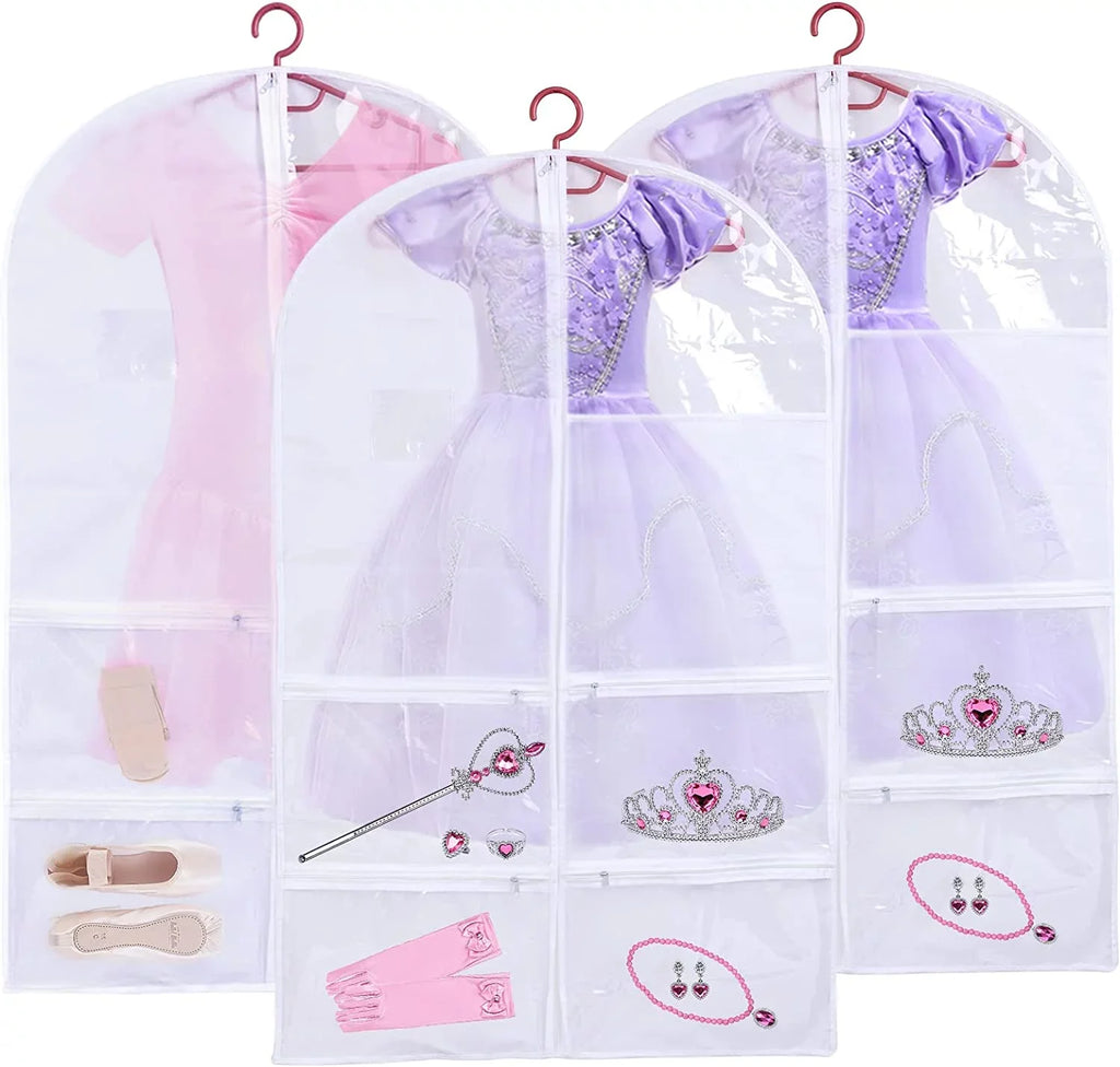 3 Ballet Garment Costumes, Competitions Bags Multiple Dress, Girls Pack Hanging Dance Dance Organize Kids Clear Garment for with Bags Recitals, Storage Dance Pockets, Costume Dance Bag